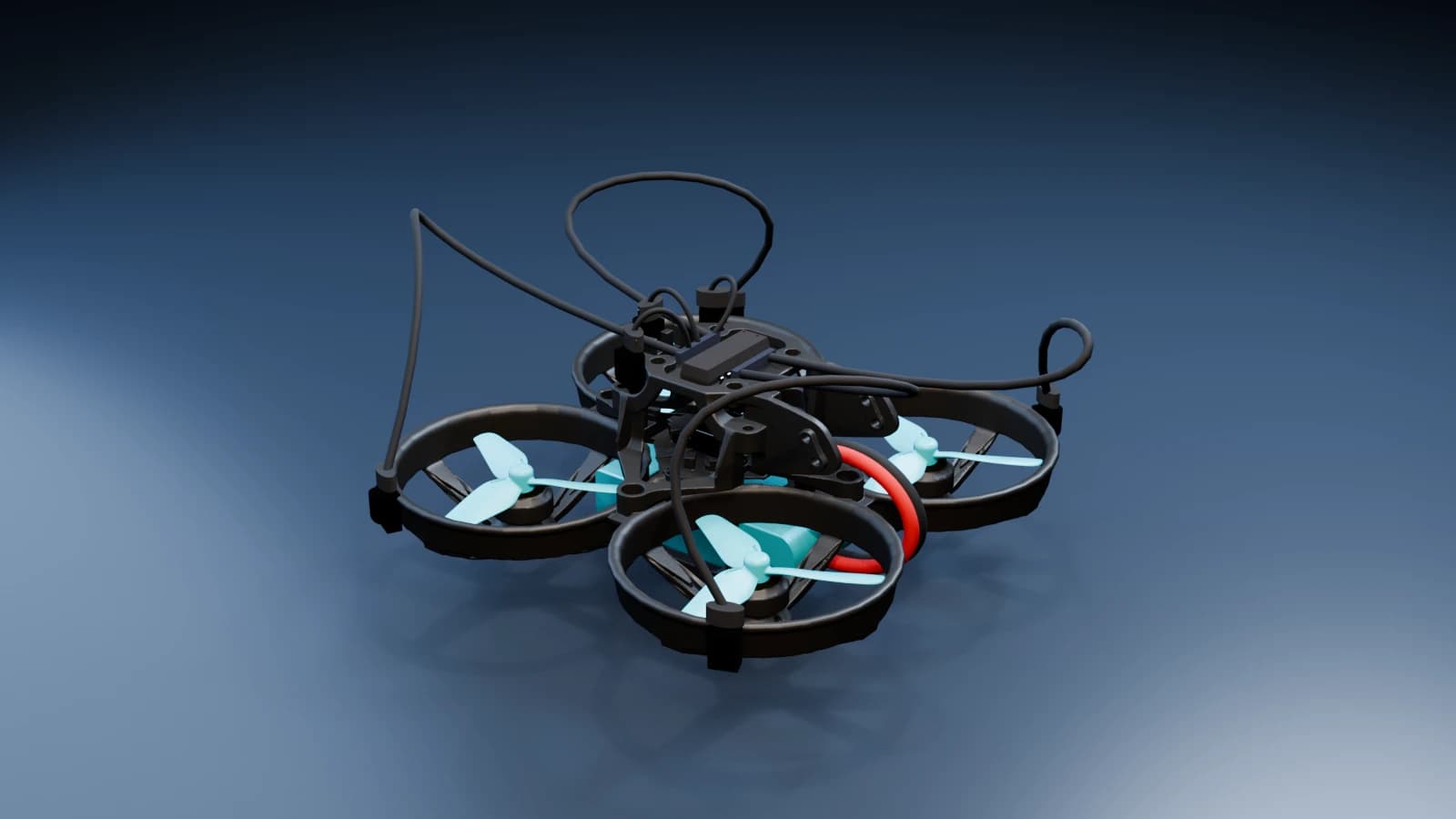 Blender studio render of the ESP32 laser-guided drone prototype