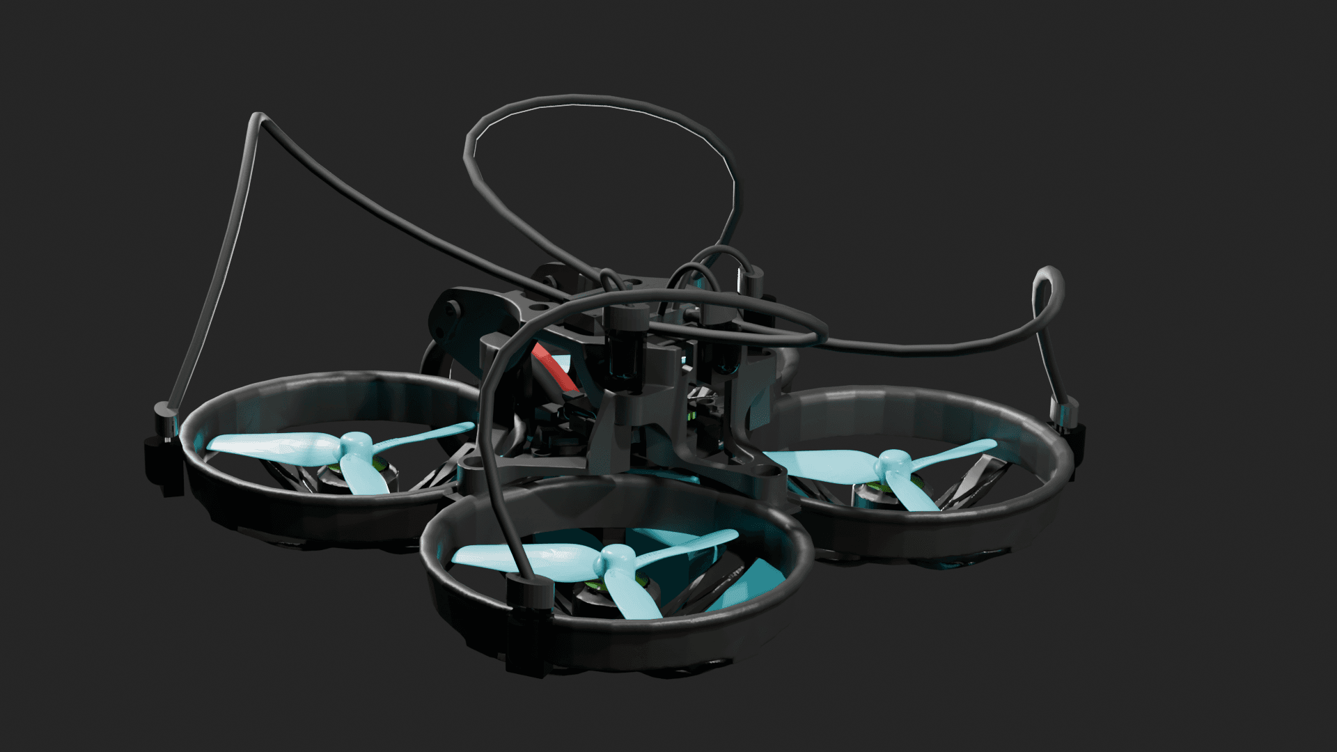 Front left view of drone with blank background