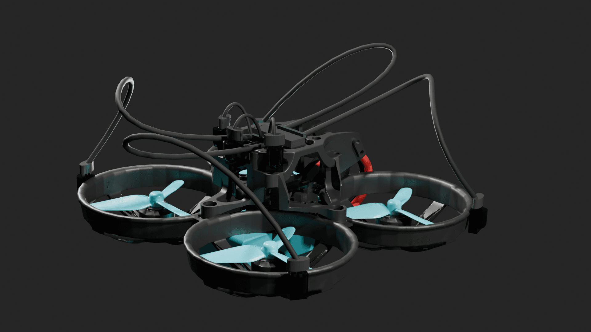 Front right view of drone with blank background